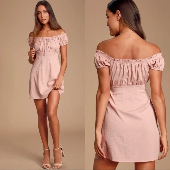 Lulus Wisteria Blush Pink Embroidered Mini Dress Size Small - Picture 3 of 13